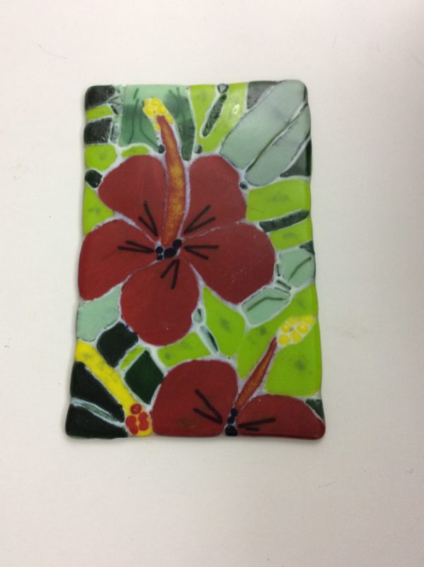 Red Flower Fused Glass
