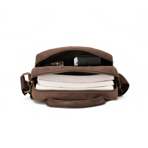 Waxed Canvas Cross Body Reporter Shoulder Bag - Image 3